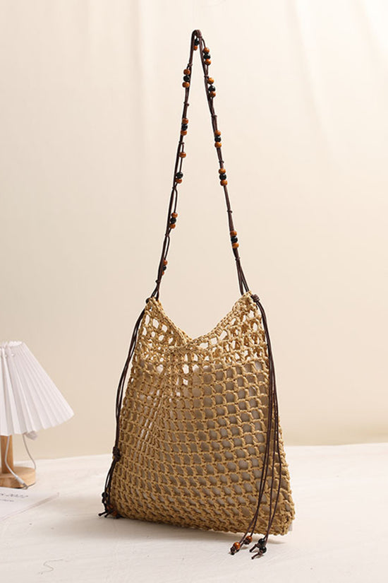 Crochet Shoulder Bag with Beaded Detail