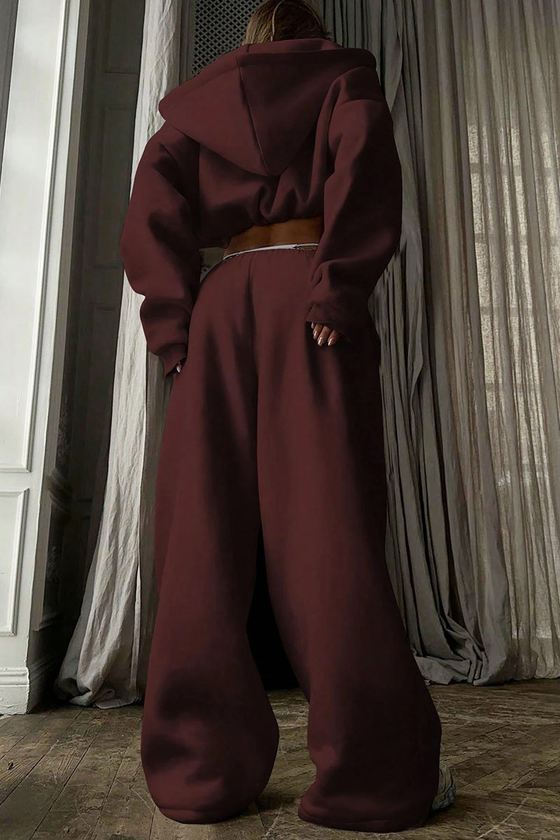 Cozy Cropped Hoodie and Sweatpants Set