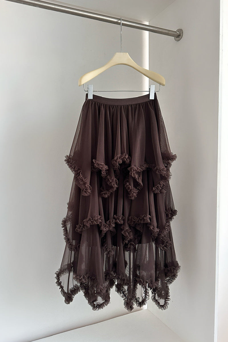 Layered Ruffle Midi Skirt