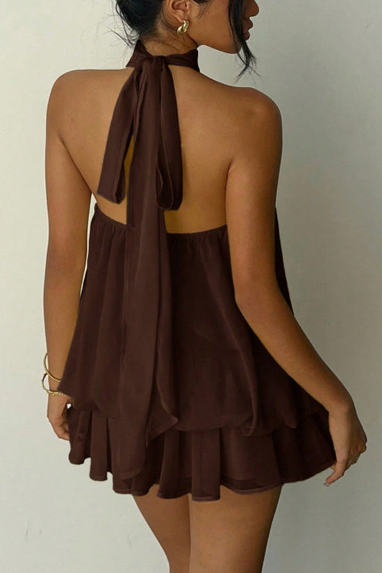 Halter Neck Flowy Mini Dress