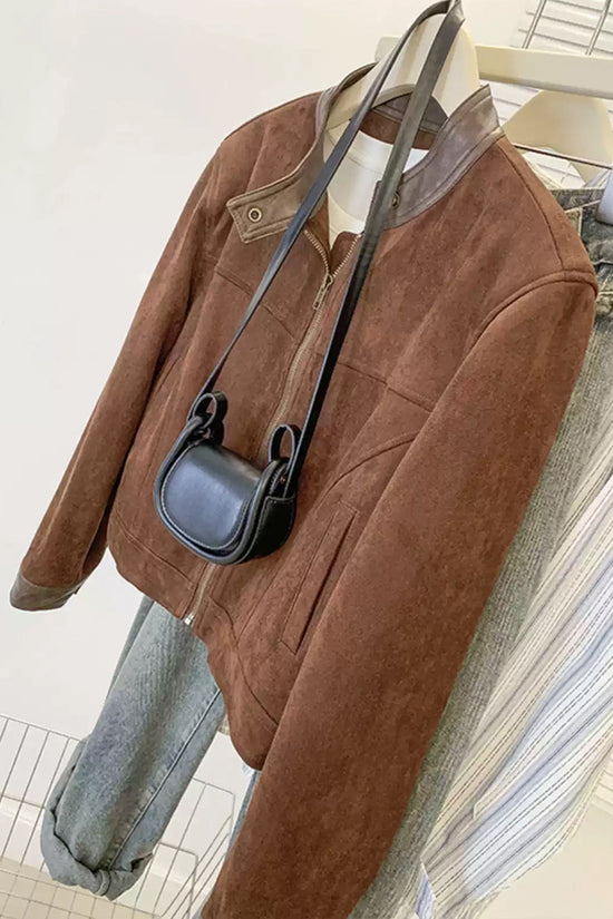 Classic Cropped Jacket with Contrasting Collar
