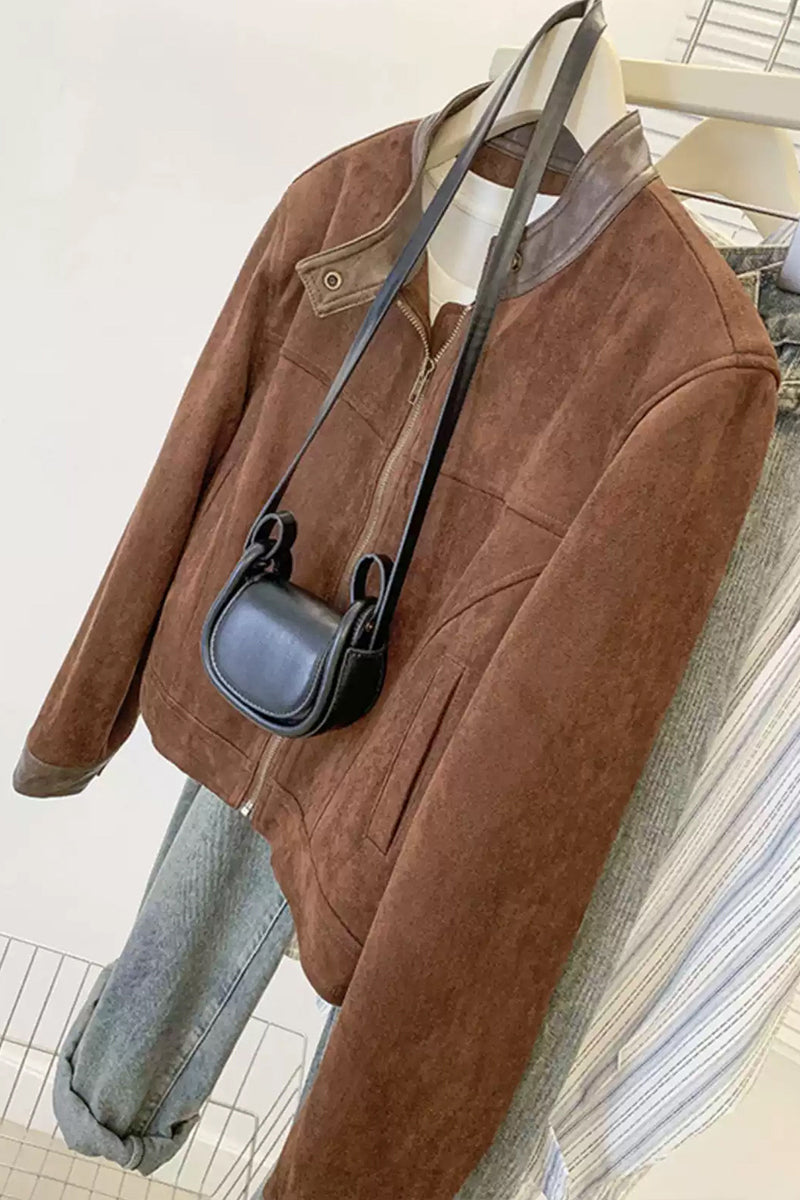 Classic Cropped Jacket with Contrasting Collar