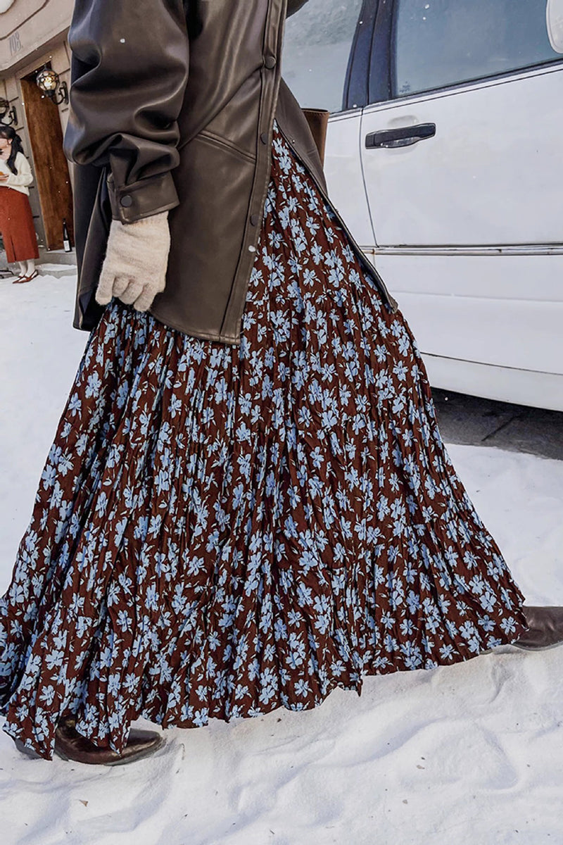Floral Print Pleated Skirt