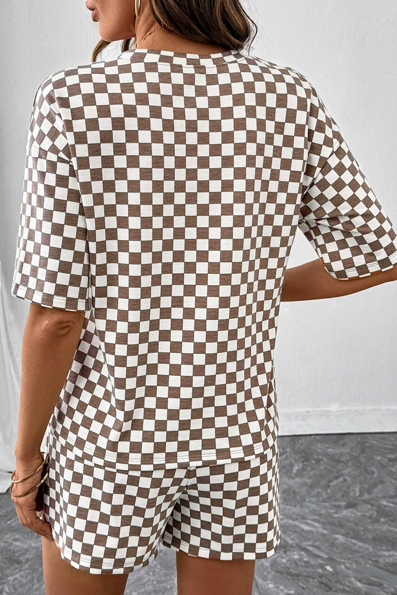 Checkerboard Sleeveless Short Set