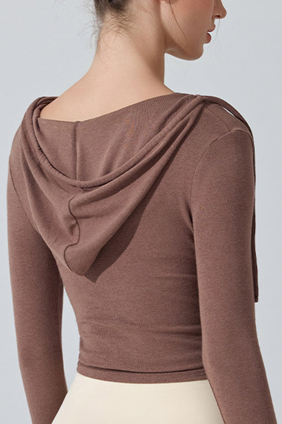 Stylish Wrap Hoodie Long Sleeve Top