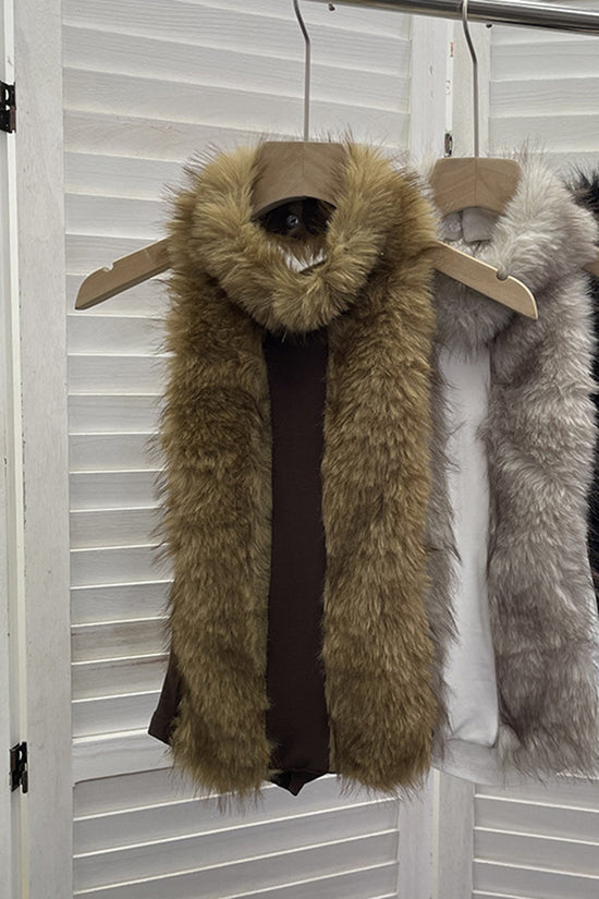 Faux Fur Trimmed Sleeveless Tank Top
