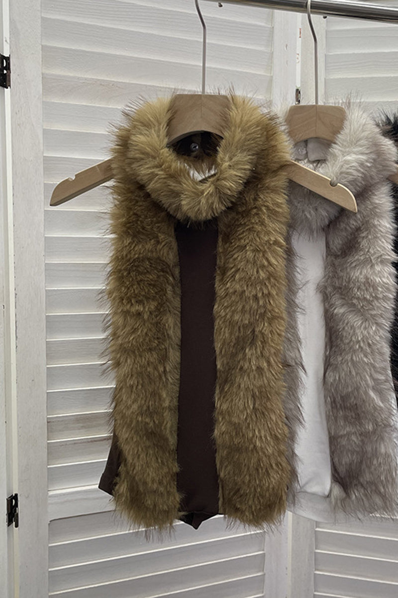 Faux Fur Trimmed Sleeveless Tank Top