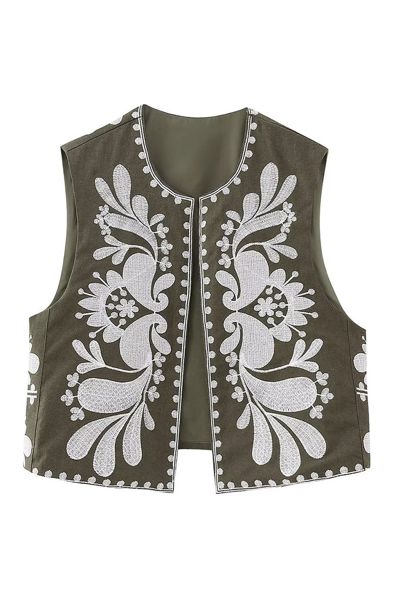 Floral Pattern Sleeveless Vest