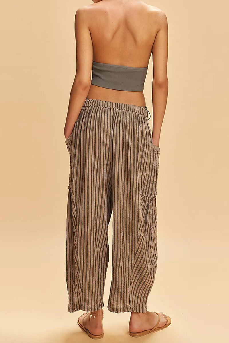 Relaxed Fit Drawstring Casual Pants