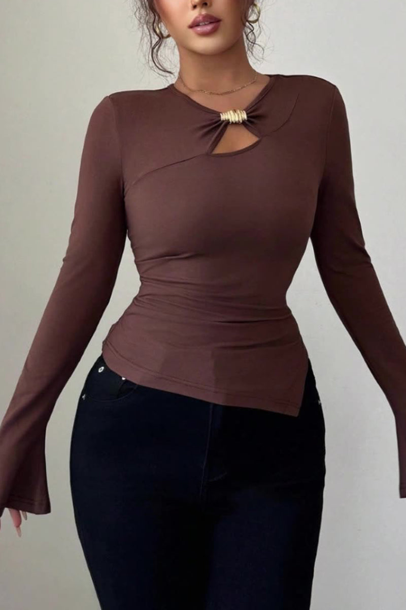 Elegant Twist Detail Long Sleeve Top