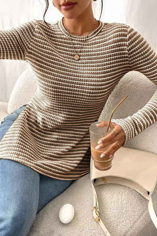 Striped Knit Long Sleeve Top