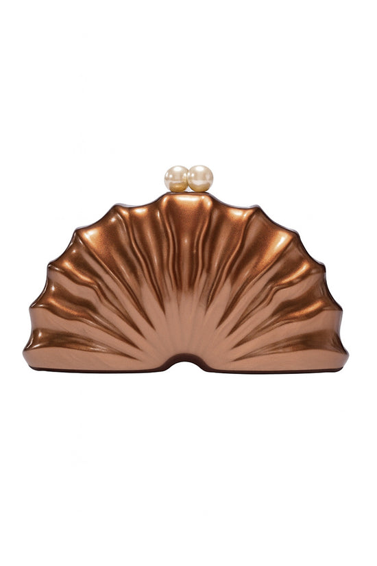 Elegant Shell Clutch with Pearl Accent