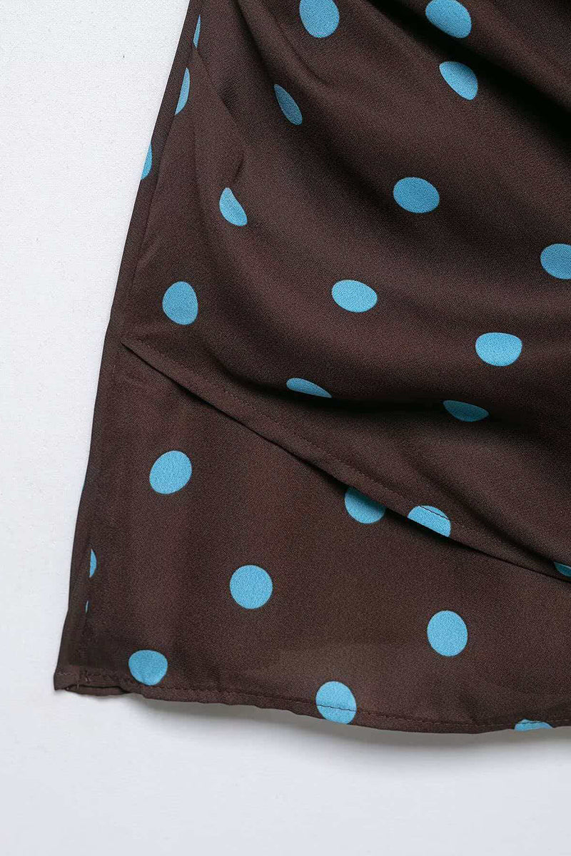 Polka Dot Cowl Neck Casual Dress