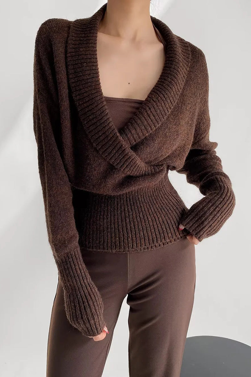 Elegant Wrap V-Neck Sweater