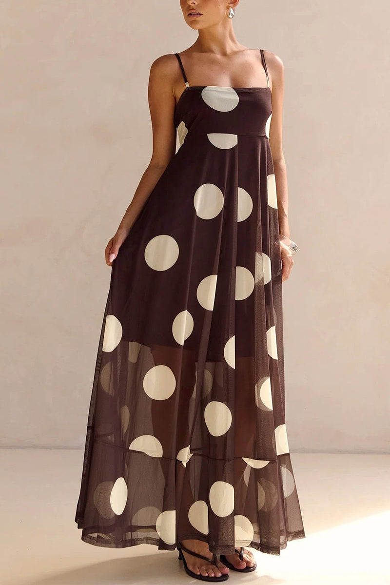 Polka Dot Sleeveless Maxi Dress