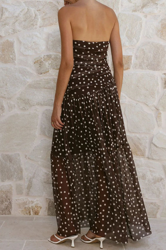 Polka Dot Strapless Maxi Dress