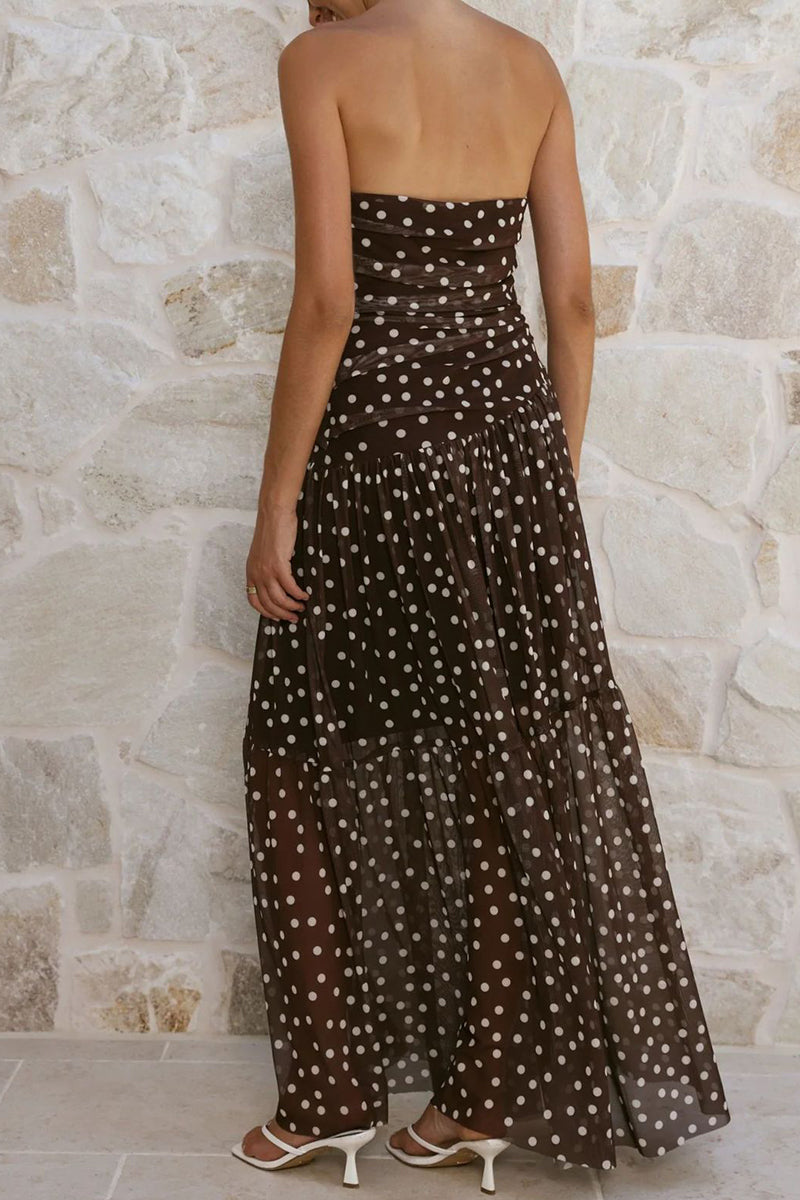 Polka Dot Strapless Maxi Dress