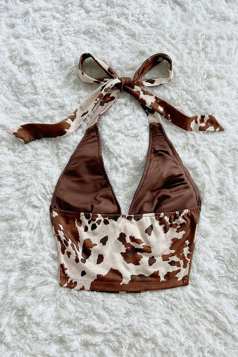 Tie Halter Corset Crop Top