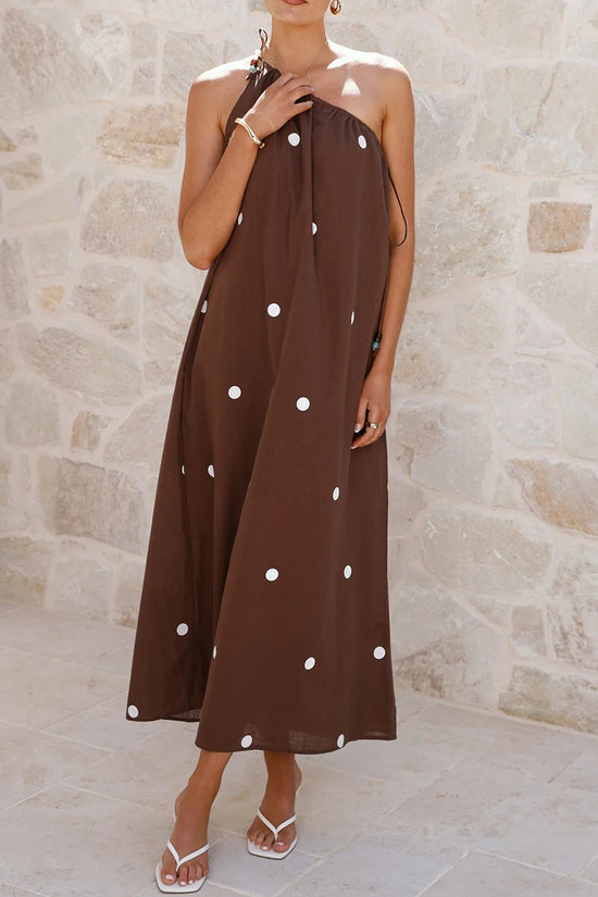 Polka Dot Halter Maxi Dress