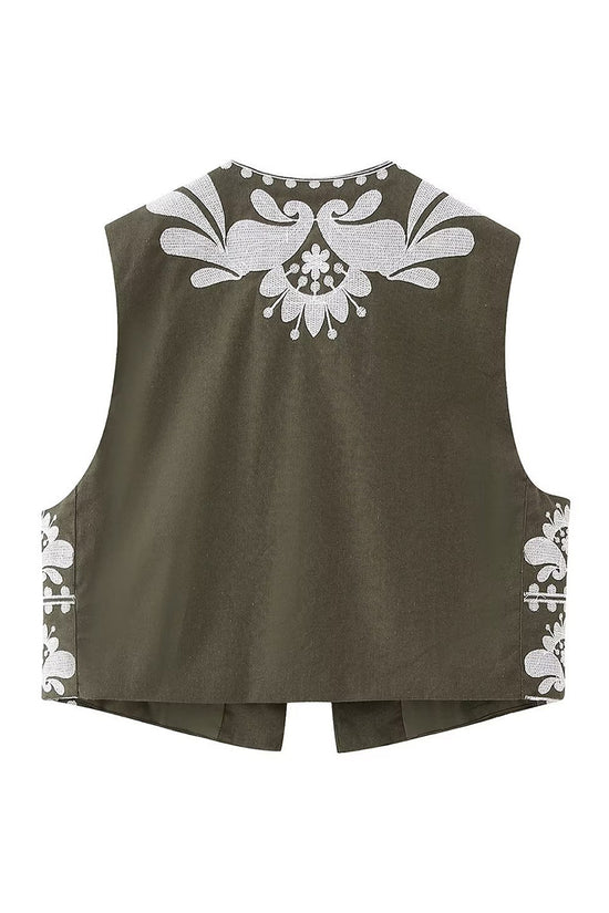 Floral Pattern Sleeveless Vest