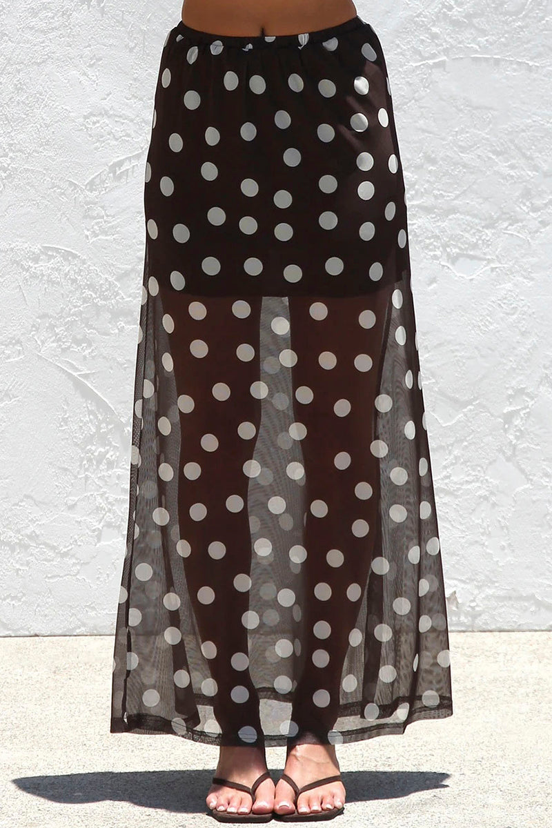 Polka Dot Sheer Midi Skirt