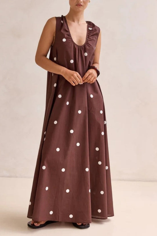 Polka Dot Sleeveless Maxi Dress
