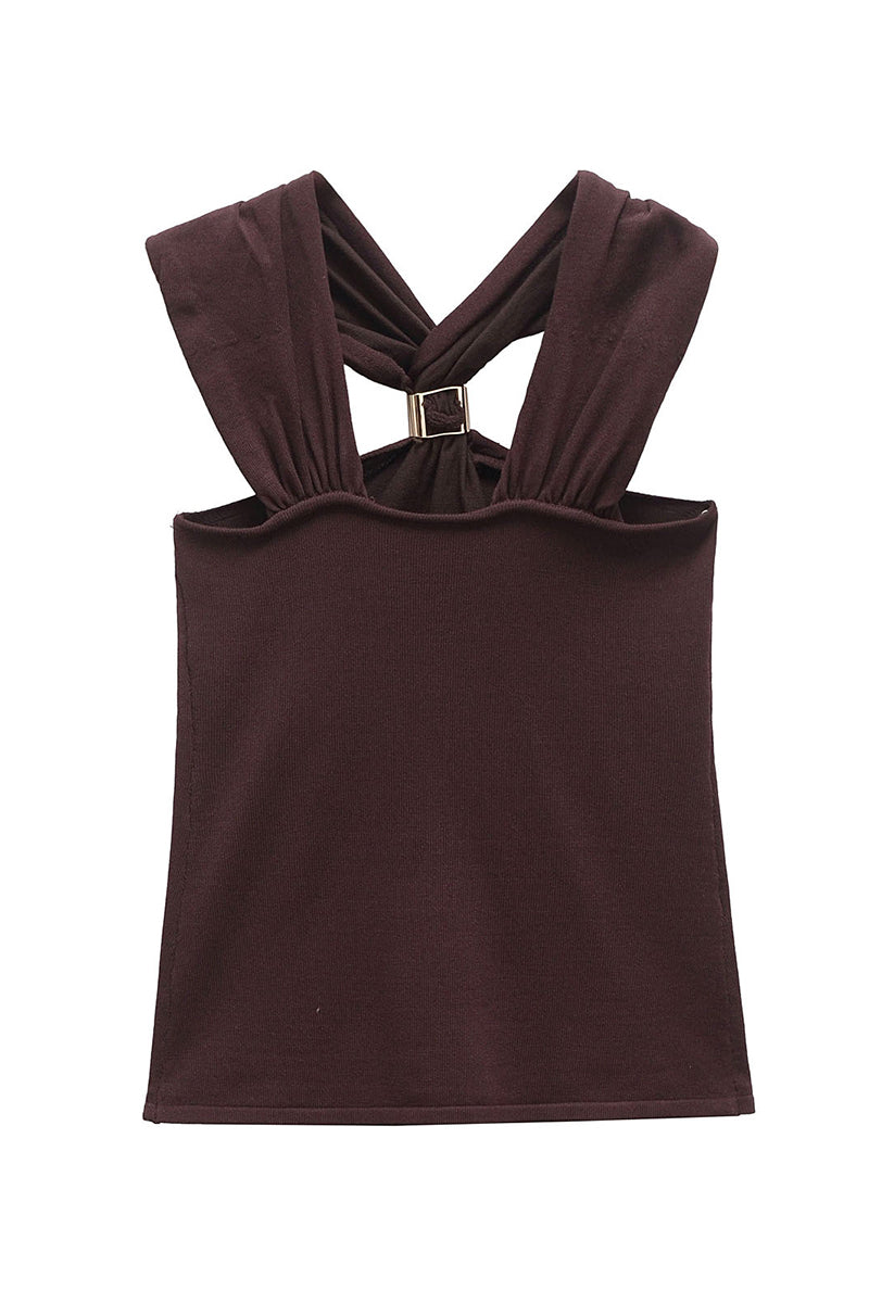 Twist Neck Sleeveless Tank Top