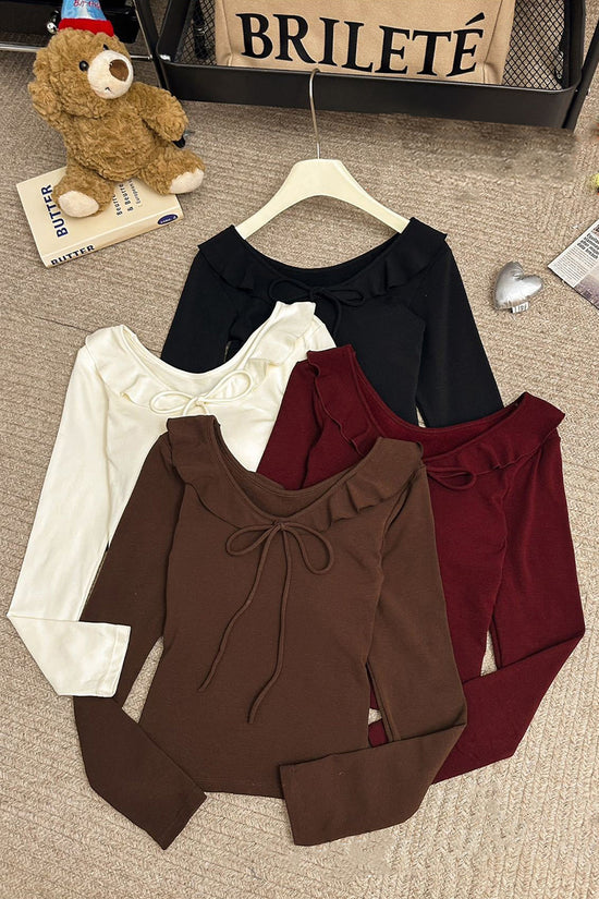 Stylish Long Sleeve Bow-Knot Top