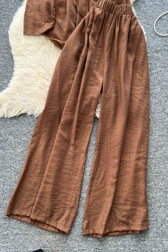 Elegant Knot Top and Wide-Leg Pants Set