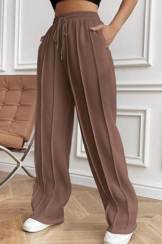 Elegant Drawstring Casual Wide-Leg Pants