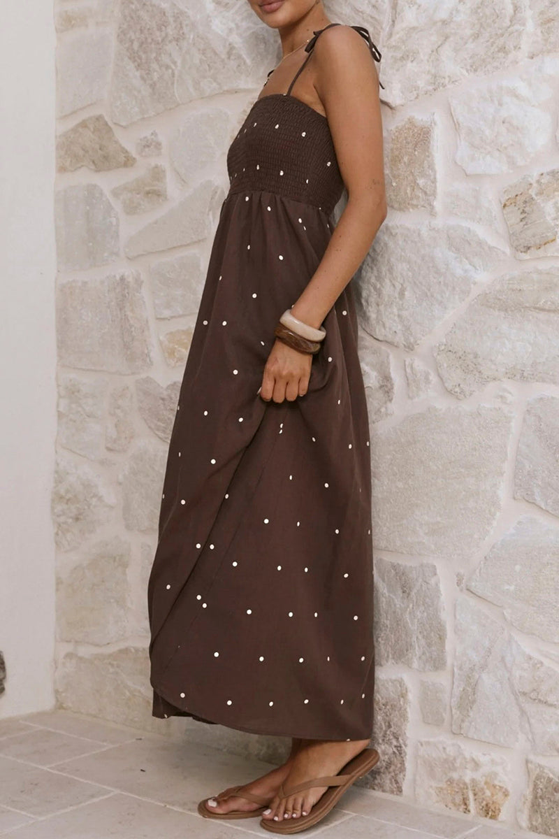 Polka Dot Spaghetti Strap Maxi Dress