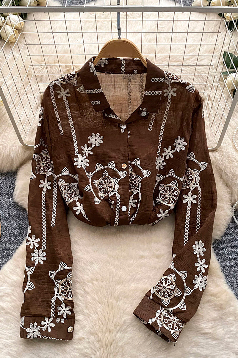 Floral Detail Long Sleeve Blouse