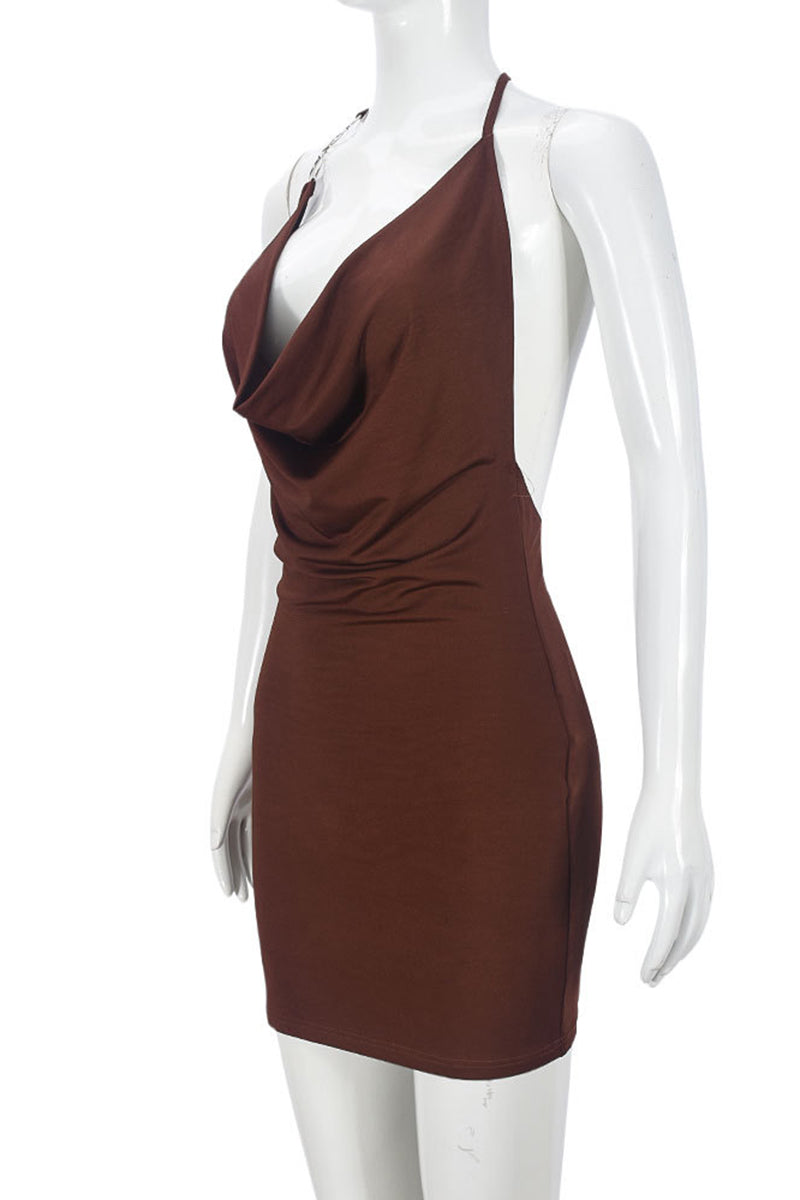 Deep V-Neck Sleeveless Bodycon Dress