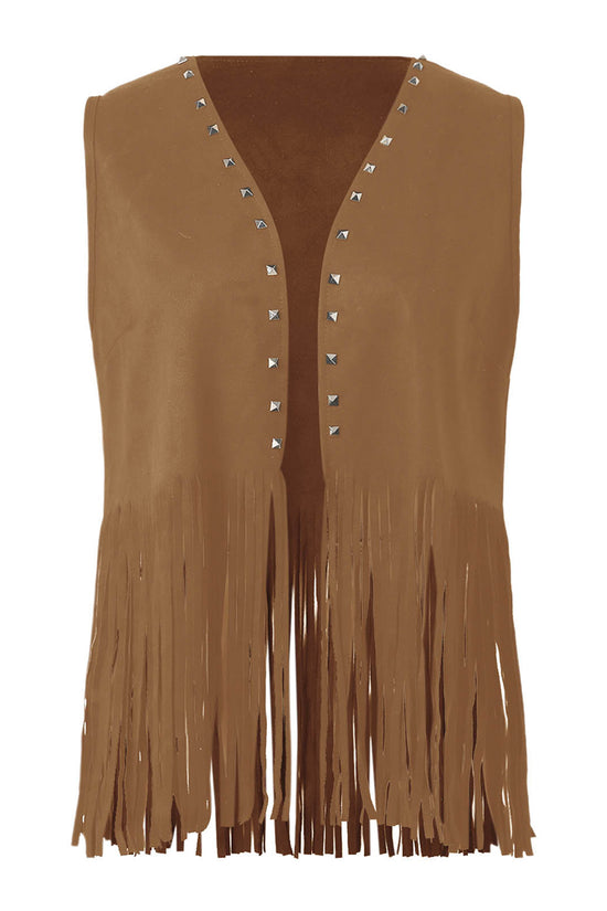Studded Fringe Sleeveless Vest