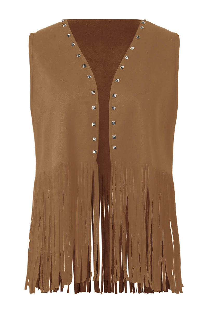 Studded Fringe Sleeveless Vest