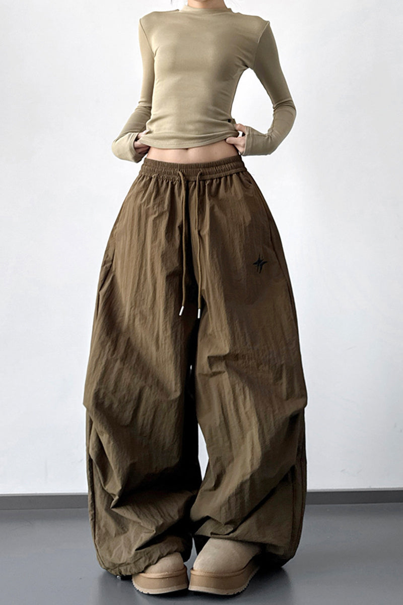 Wide-Leg High Waist Casual Pants