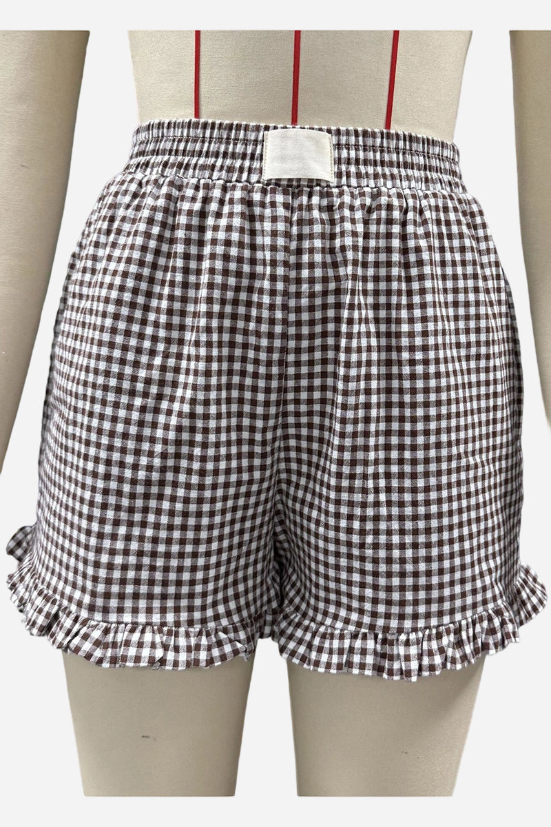 Gingham Frilled Casual Shorts