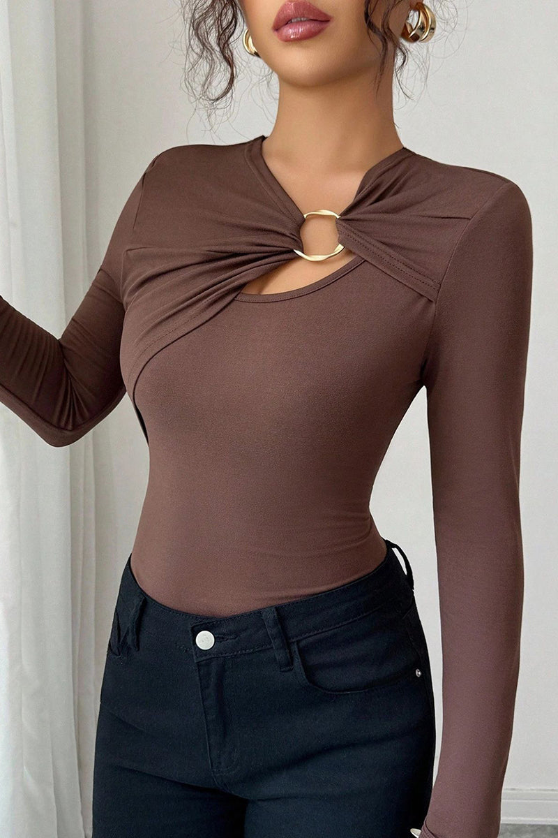 Ring Detail Long Sleeve Top