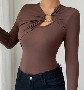 Ring Detail Long Sleeve Top