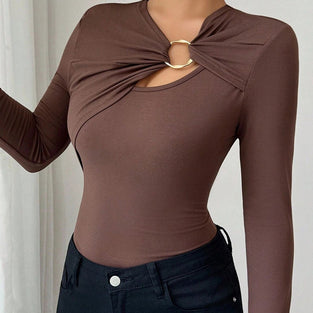 Ring Detail Long Sleeve Top