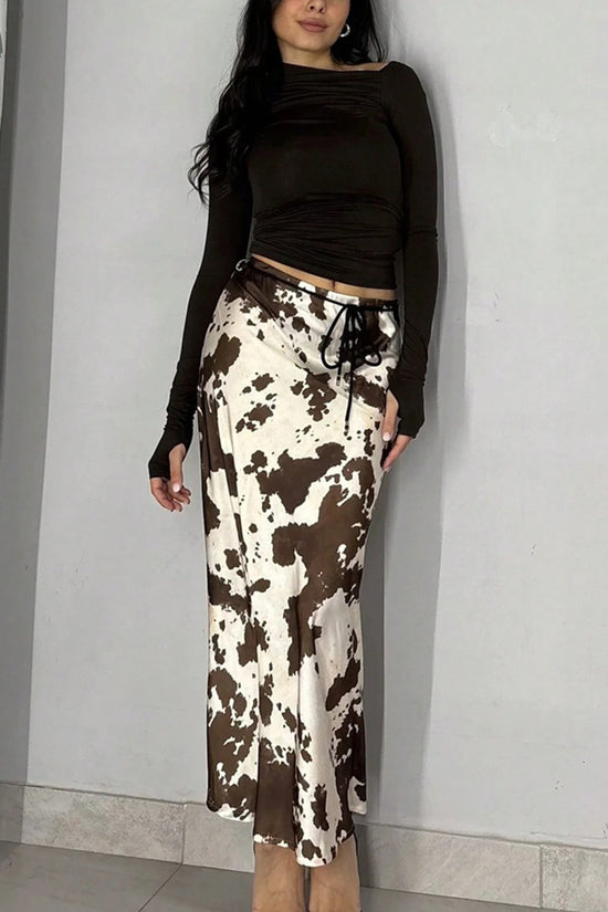 Abstract Print Midi Skirt