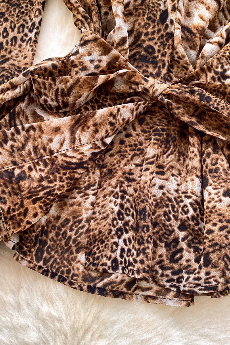 Chic Leopard Print Wrap Blouse