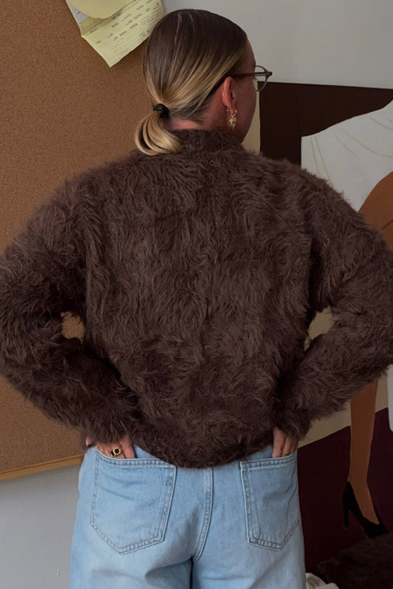 Fluffy Button-Up Cardigan