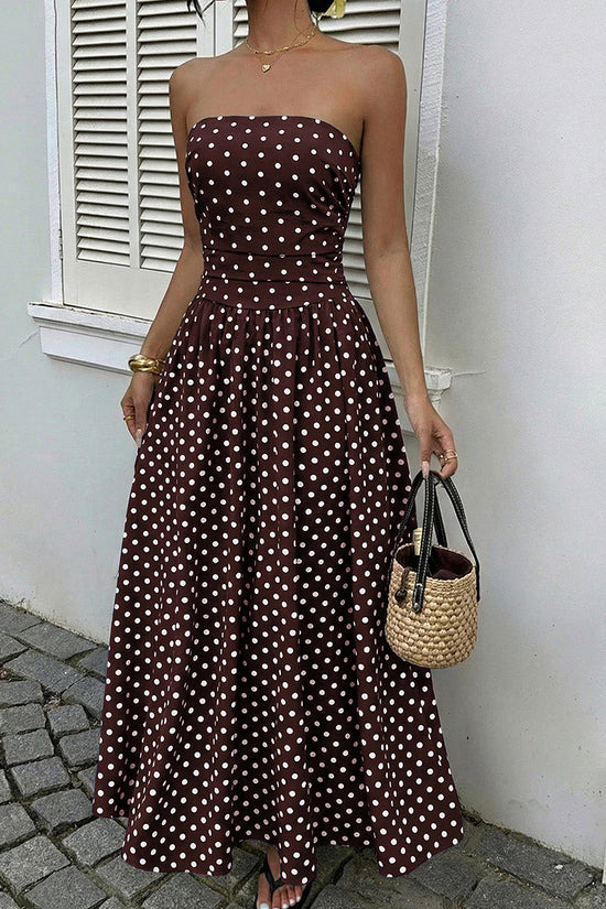 Polka Dot Strapless Maxi Dress