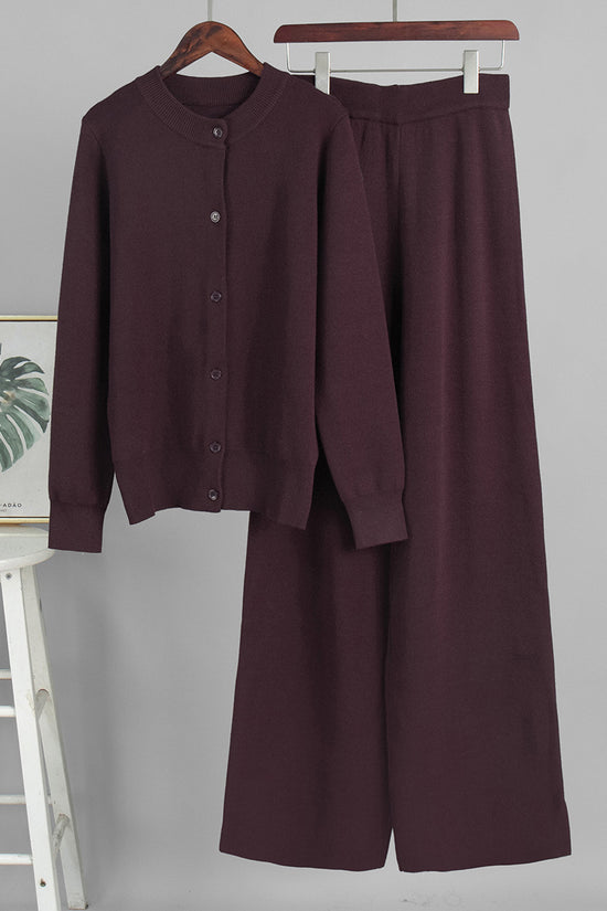 Elegant Buttoned Cardigan and Pants Set