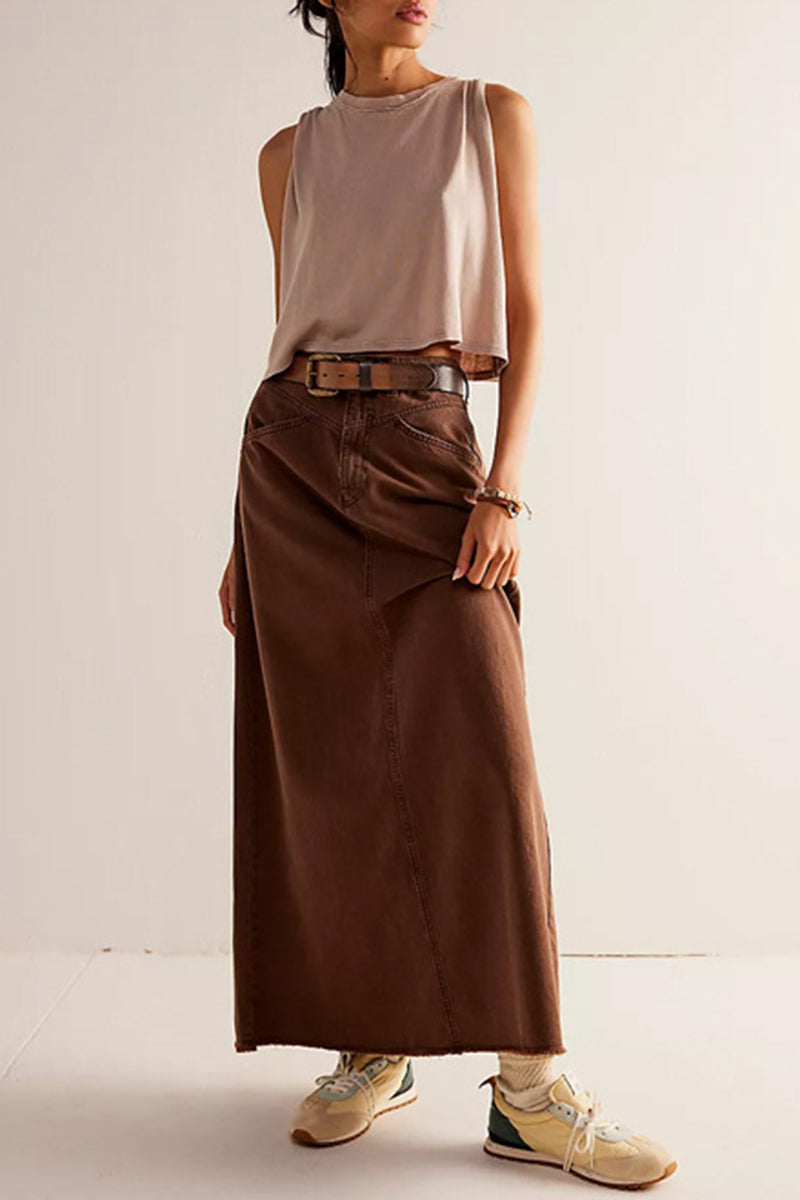 Long Denim Skirt