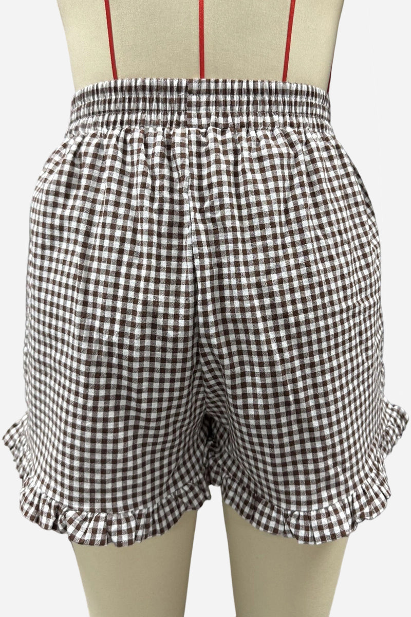 Gingham Frilled Casual Shorts