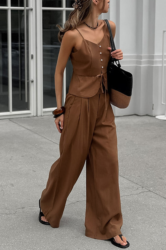 Elegant Sleeveless Peplum Pants Set