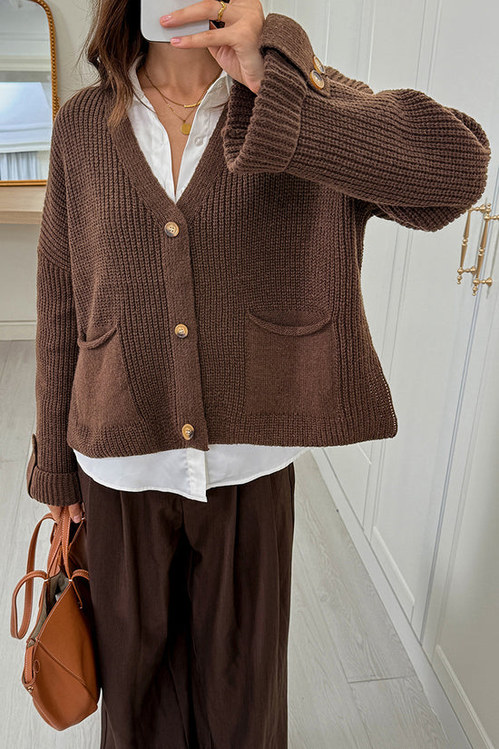 Button-Up Cardigan with Pockets