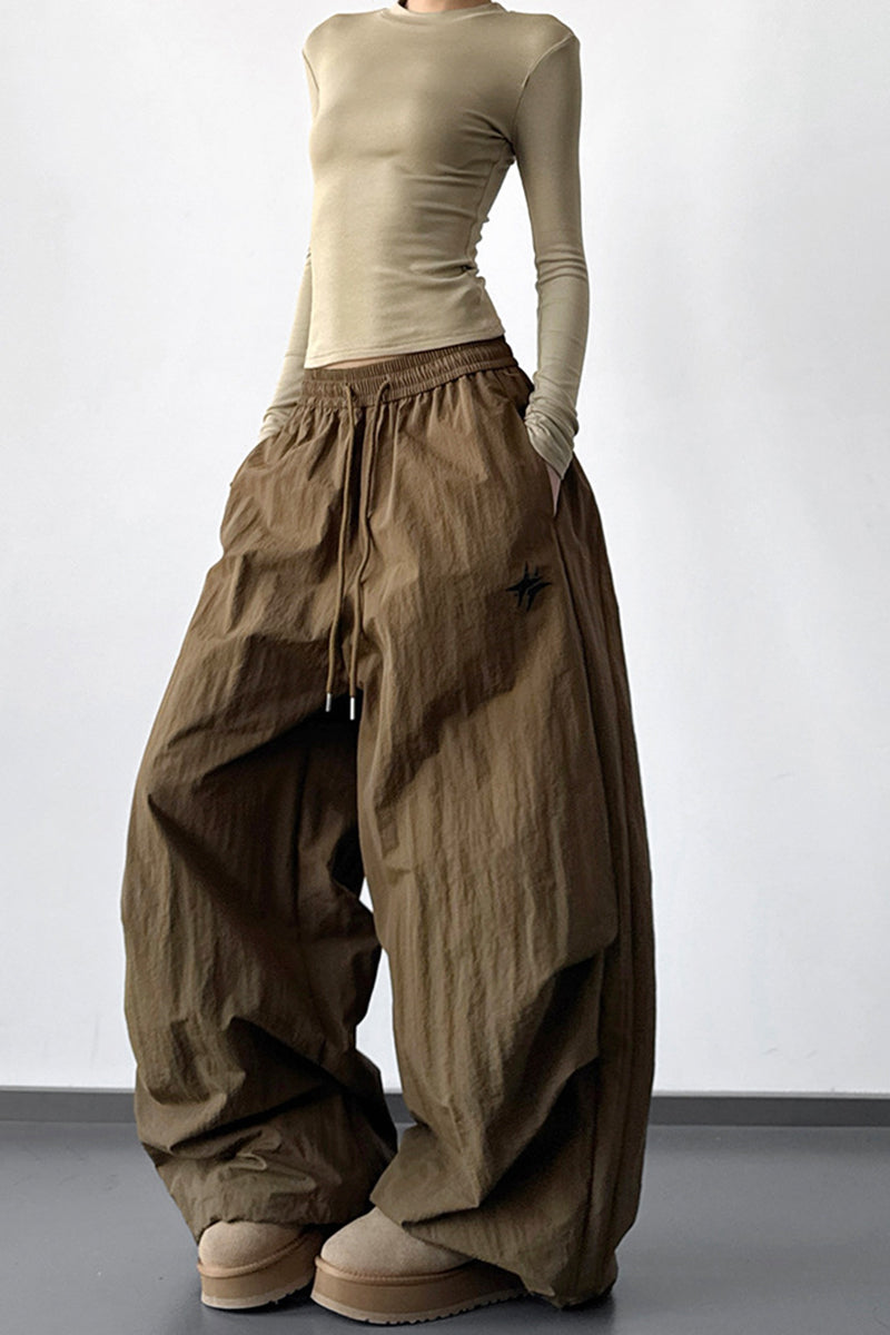Wide-Leg High Waist Casual Pants